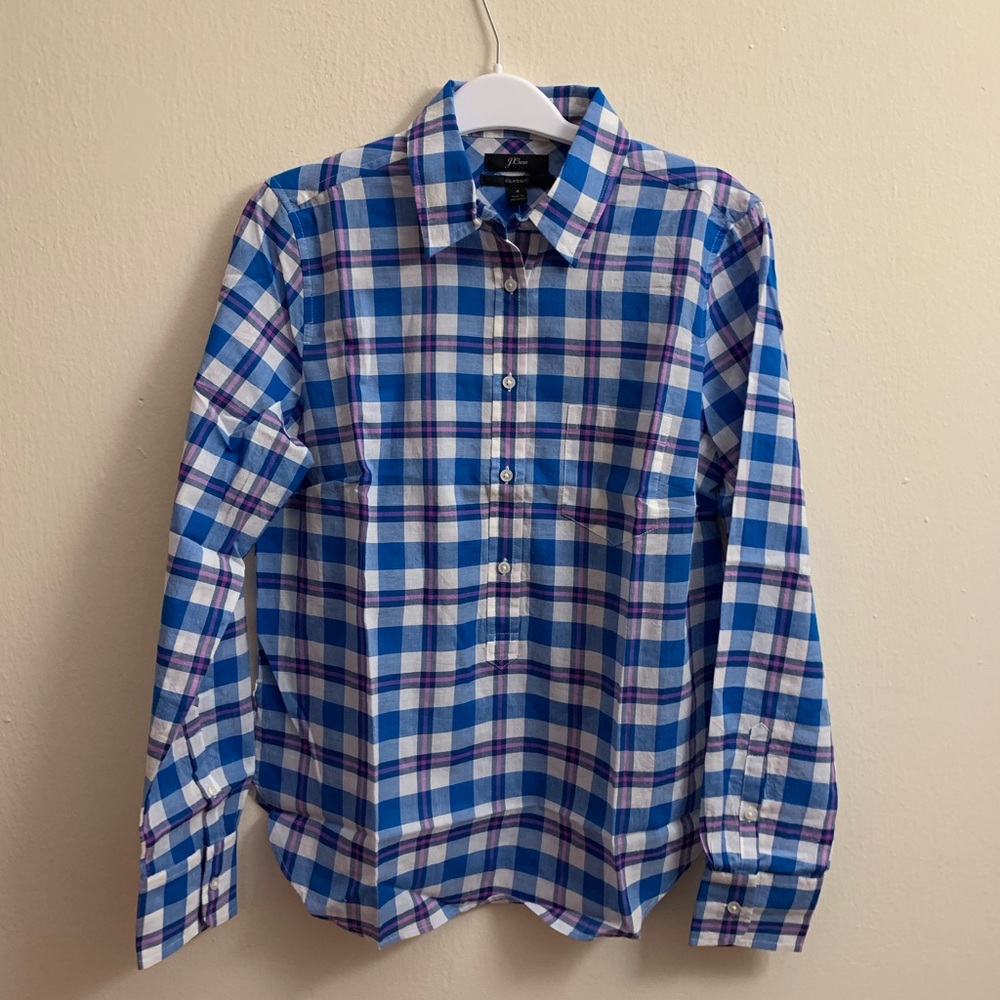 JCREW LAGOON CLASSIC PLAID BUTTON POPOVER SHIRT
